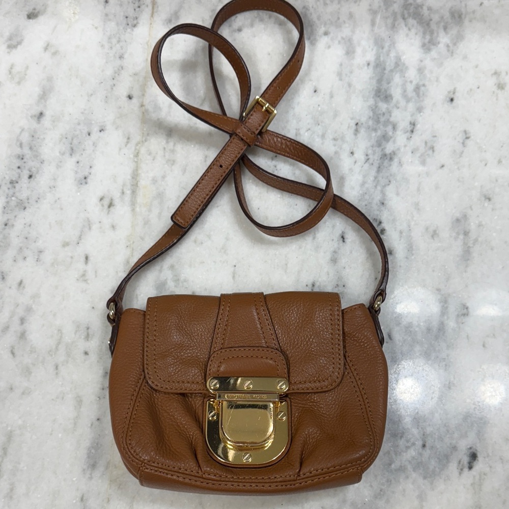 Cognac Brown Leather Michael Kors Crossbody Bag
